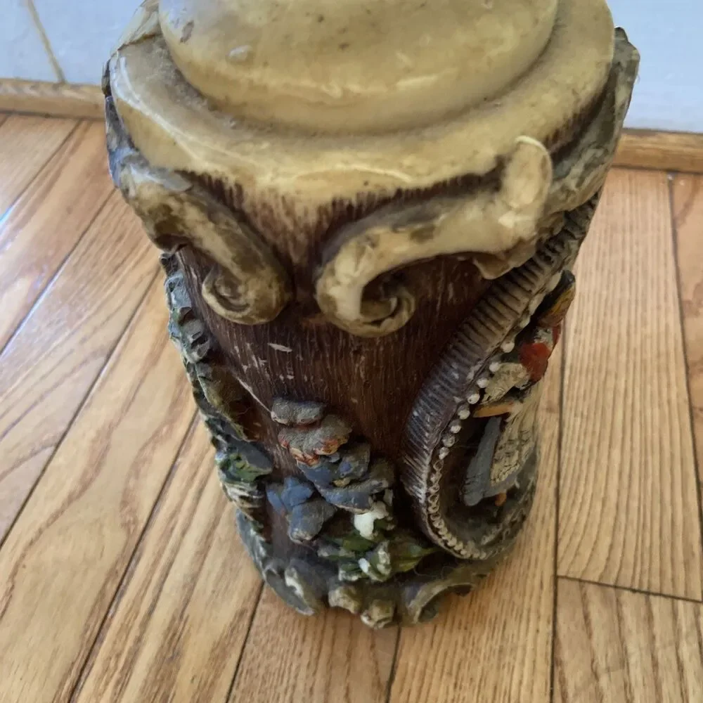 German Candle wax candle VINTAGE Very Rare hand carved made in Germany daisy